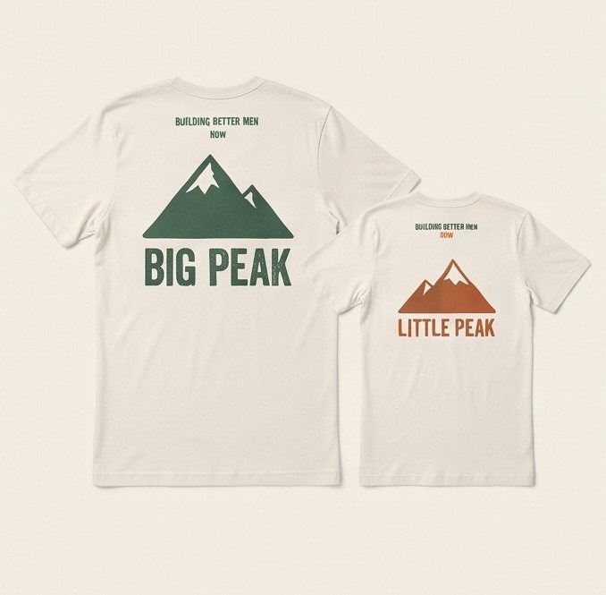 Matching adult Big Peak and youth Little Peak t-shirts