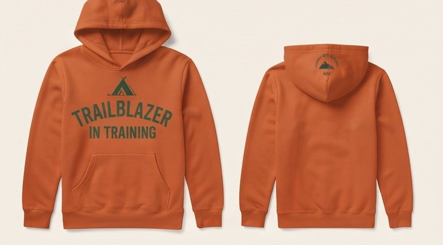 Orange youth hoodie reading Trailblazer in Training